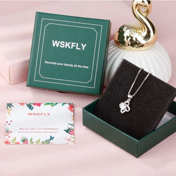 14K Gold Plated Cubic Zirconia Necklace, Love Knot Diamond Pendant Necklace - Picture 5 of 6